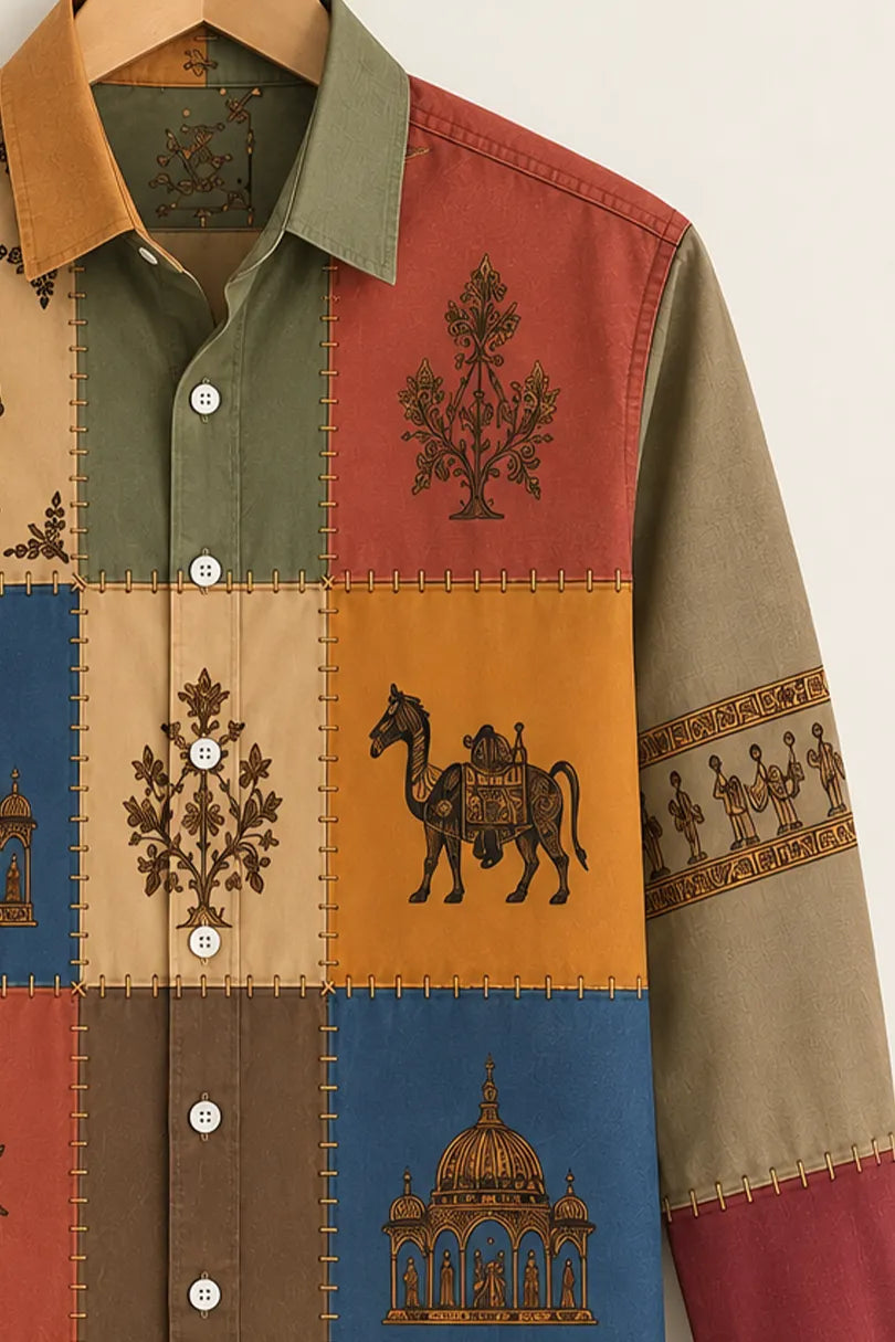 Men's Designer Multicolor Cultural Shirt
