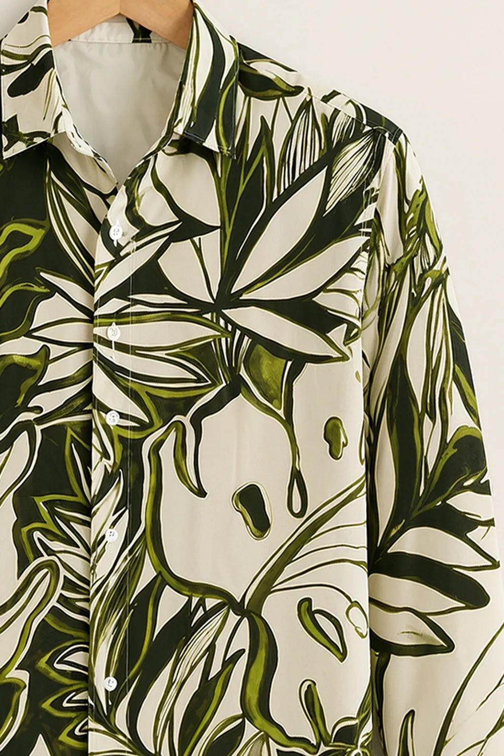 Cream Tropical Leaf Print Shirt