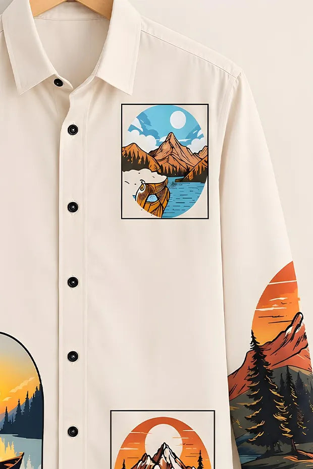 Men's Stylish Off-White Nature Casual Shirt