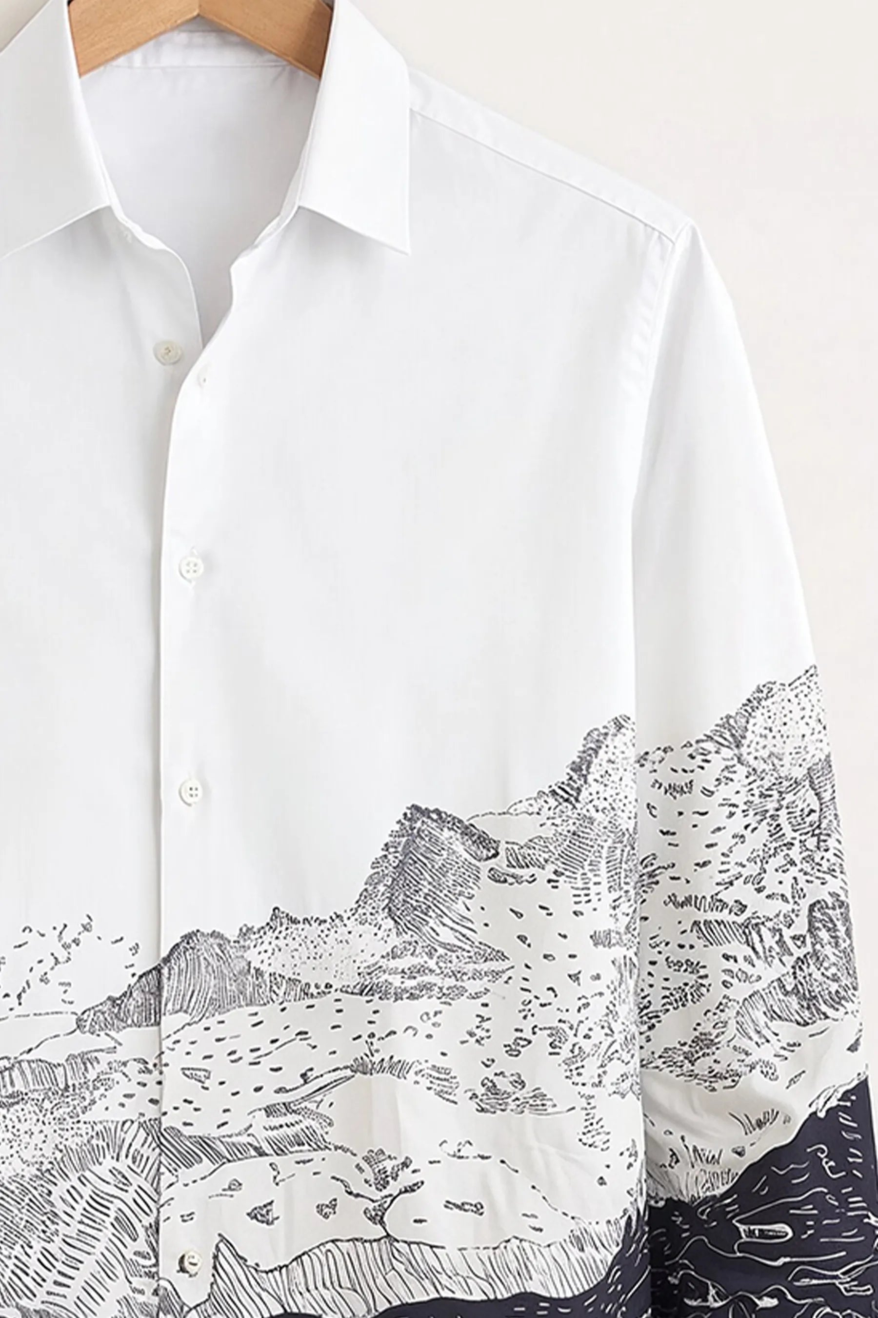 Mountain Horizon Print Shirt – White