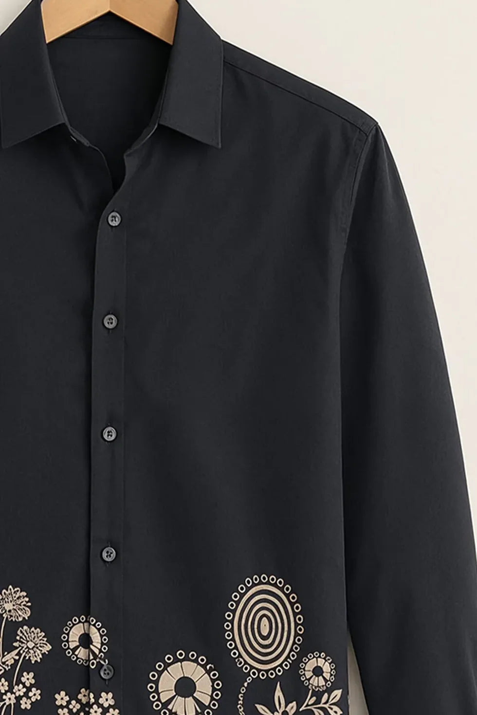 Men's Designer Black Traditional Shirt