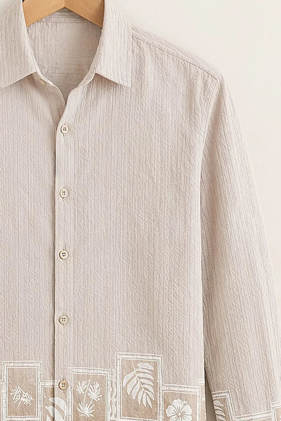Men's Elegant Cream Printed Shirt