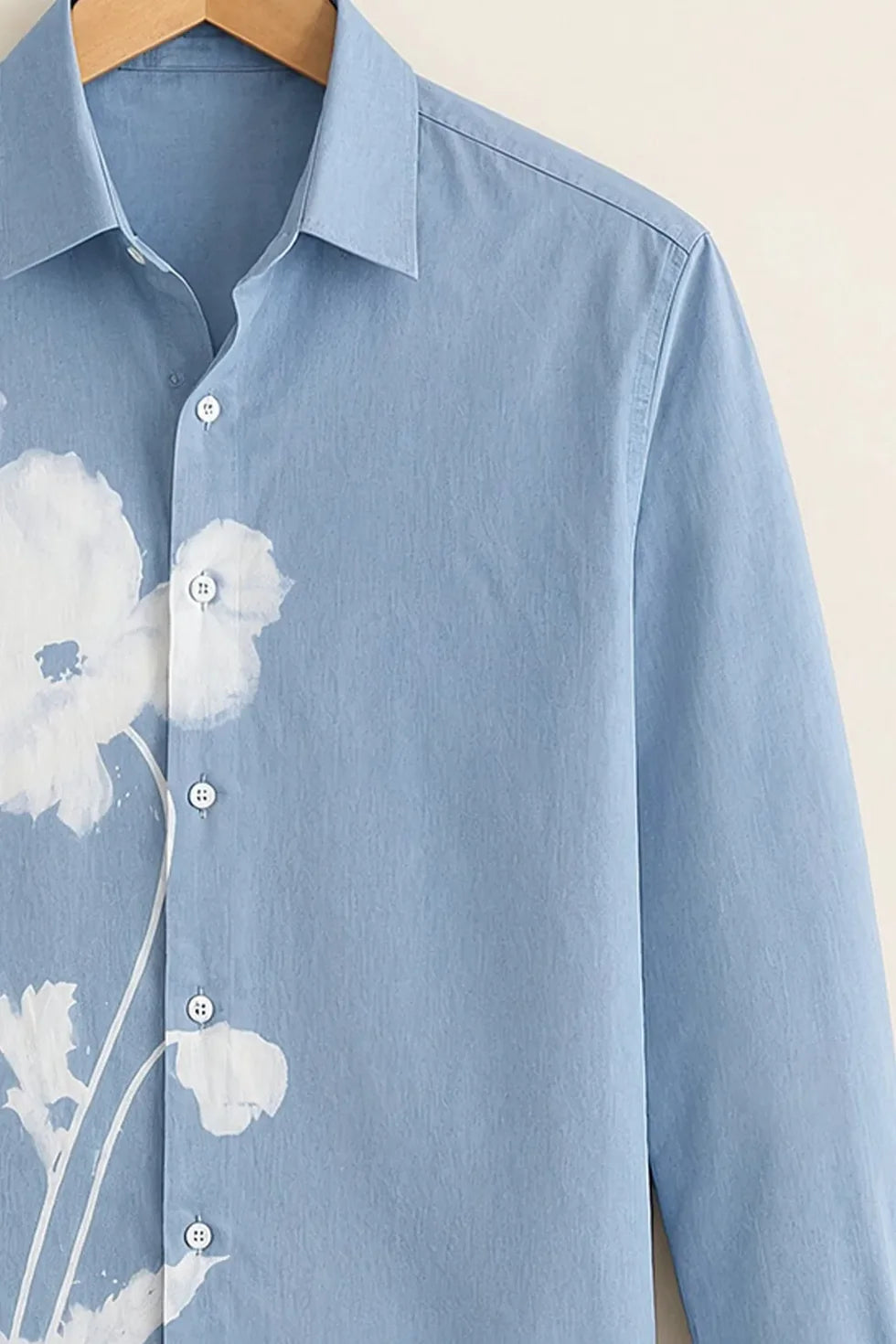 Men's Stylish Sky Blue Flower Print Shirt