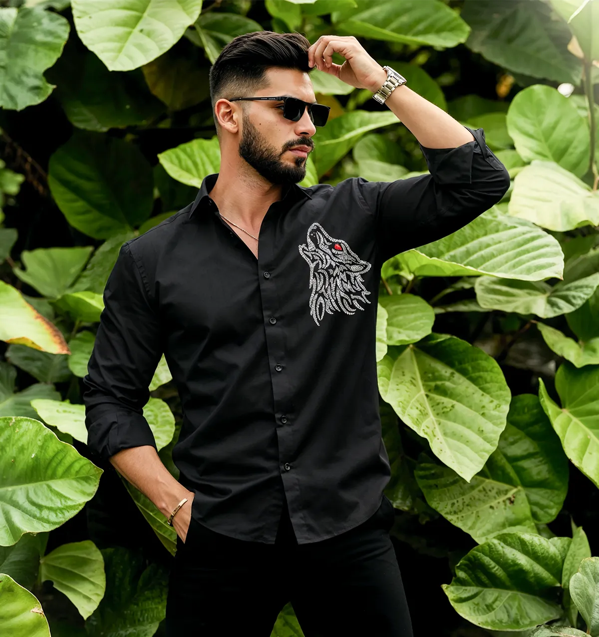 Men’s Black Wolf Emblem Shirt